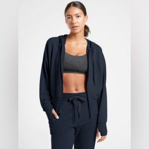 NWT Athleta Balance Hooded Sweatshirt Hoodie -Small Navy Blue